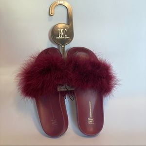 INC International Concepts Women’s Faux-Marabou Slide Slippers